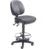 Interion® Leather Task Stool - 360° Footrest - Black
