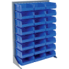 Global Industrial Singled Sided Louvered Bin Rack 35 x 15 x 50 - 24 Blue Premium Stacking Bins
