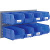 Global Industrial Wall Bin Rack Panel 36 x19 - 8 Blue 8-1/4x14-3/4x7 Stacking Bins