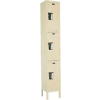 Hallowell UY1258-3A- Maintenance-Free Quiet Locker Triple Tier 12x15x24 - 3 Doors Assembled - Tan