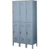 Lyon Double Tier 6 Door Steel Locker With Recessed Handle, 15"Wx15"Dx36"H, Gray, Unassembled