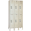 Lyon Double Tier 6 Door Steel Locker With Recessed Handle, 12"Wx12"Dx36"H, Putty, Unassembled