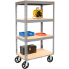 Global Industrial Easy Adjust Boltless 4 Shelf Truck 36 x 18 with Wood Shelves, Rubber Casters