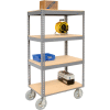 Global Industrial Easy Adjust Boltless 4 Shelf Truck 48x24 W/ Wood Shelves, Pneumatic Casters