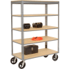 Global Industrial™ Easy Adjust Boltless 5 Shelf Truck 36 x 18 with Wood Shelves, Rubber Casters