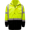 GSS sécurité 6003 classe3 Premium capuche manteau de pluie, Lime avec le fond noir L/XL