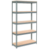 Global Industrial Extra Heavy Duty Shelving, Wood Deck, 5 Shelves, 48"W x 24"D x 84"H, Gray