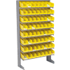 Global Industrial™ 8 Shelf Floor Pick Rack - 64 Bacs jaunes en plastique 4 Pouces Large 33x12x61