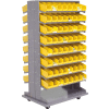 Global Industrial™ 16 Shelf Double-Sided Mobile Pick Rack - 128 Bacs jaunes en plastique 4"W