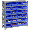 Global Industrial™ Steel Shelving avec Total 36 4"H Plastic Shelf Bins Blue, 36x12x39-7 Shelves