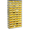 Global Industrial Steel Shelving with 48 4"H Plastic Shelf Bins Yellow, 36x12x72-13 Shelves