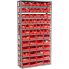 Global Industrial™ Steel Shelving with Total 72 4"H Plastic Shelf Bins Red, 36x12x72-13 Shelves