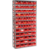Rayonnages mondiaux industriels™ d’acier - Total 81 4"H Plastique Shelf Bins Rouge, 36x12x72-13 Étagères