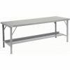 Global Industrial Extra Long Assembly Workbench, 120 x 48", Folding Leg, Steel Square Edge