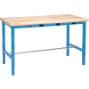 Global Industrial™ 72 x 36 Adjustable Height Workbench - Power Apron, Maple Safety Edge Blue