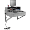 Global Industrial Wall Mount Shop Desk - Pigeonhole Riser 34-1/2"W x 30"D x 61"H Gray