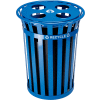 Global Industrial™ Outdoor Steel Slatted Recycling Can With Multi-Stream Lid, 36 Gallon, Bleu