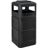 Global Industrial Square Plastic Waste Receptacle With Ashtray Lid, 42 Gallon, Black