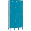 Casier 2 portes à 6 niveaux de la Paramount® industrielle mondiale, 36 po L x 15 po P x 78™ po H, bleu, non assemblé