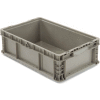 Global Industrial Stackable Straight Wall Container, Solid, 24"Lx15"Wx9-1/2"H, Gray