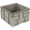 Global Industrial Stackable Straight Wall Container, Solid, 24"Lx22-1/2"Wx14-1/2"H, Gray