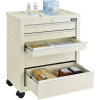 Global Industrial 5-Drawer Medical Bedside Cart, Key Lock, Beige, 24-1/2"L x 13-1/4"W x 29"H