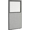 Interion® Office Partition Panel with Partial Window, 36-1/4"W x 72"H, Gray