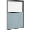 Interion® panneau de cloison bureau avec fenêtre partielle, 48-1/4" W x 72" H, bleu
