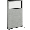 Interion® Freestanding Office Partition Panel with Partial Window, 36-1/4"W x 60"H, Gray