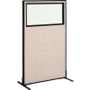 Panneau de partition de bureau autoportant Interion® avec fenêtre partielle, 36-1/4 « L x 60 « H, Tan