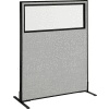 Interion® Freestanding Office Partition Panel with Partial Window, 48-1/4"W x 60"H, Gray