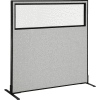 Interion® Freestanding Office Partition Panel with Partial Window, 60-1/4"W x 60"H, Gray