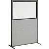 Interion® Freestanding Office Partition Panel with Partial Window, 48-1/4"W x 72"H, Gray