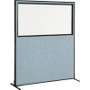 Interion® Freestanding Office Partition Panel with Partial Window, 60-1/4"W x 72"H, Blue