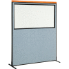 Interion® Deluxe Freestanding Office Partition Panel w/Partial Window 60-1/4"W x 73-1/2"H Blue