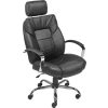 Interion® grande et grande chaise avec le dos élevé et les bras fixes, cuir collé, noir