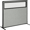 Interion® Freestanding Office Partition Panel with Partial Window, 48-1/4"W x 42"H, Gray