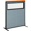 Interion® Deluxe Freestanding Office Partition Panel w/Partial Window 36-1/4"W x 43-1/2"H Blue