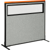 Interion® Deluxe Freestanding Office Partition Panel w/Partial Window 48-1/4"W x 43-1/2"H Gray