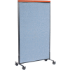 Interion® Mobile Deluxe Office Partition Panel, 36-1/4"W x 64-1/2"H, Bleu