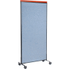 Interion® Mobile Deluxe Office Partition Panel, 36-1/4"W x 76-1/2"H, Bleu