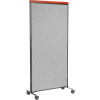 Interion® Mobile Deluxe Office Partition Panel, 36-1/4"W x 76-1/2"H, Gray
