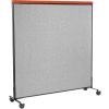 Interion® Mobile Deluxe Office Partition Panel, 60-1/4"W x 64-1/2"H, Gray
