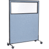 Interion® Mobile Office Partition Panel with Partial Window, 48-1/4"W x 63"H, Bleu