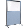 Interion® Mobile Office Partition Panel with Partial Window, 48-1/4"W x 75"H, Bleu