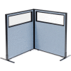 Interion® Freestanding 2-Panel Corner Room Divider w/Partial Window 36-1/4"W x 42"H Panels Blue