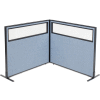 Interion® Freestanding 2-Panel Corner Room Divider w/Partial Window 48-1/4"W x 42"H Panels Blue
