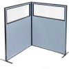 Interion® Freestanding 2-Panel Corner Room Divider w/Partial Window 48-1/4"W x 60"H Panels Blue
