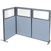 Interion® Freestanding 3-Panel Corner Room Divider w/Partial Window 36-1/4"W x 60"H Panels Blue