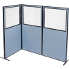 Interion® Freestanding 3-Panel Corner Room Divider w/Partial Window 36-1/4"W x 72"H Panels Blue